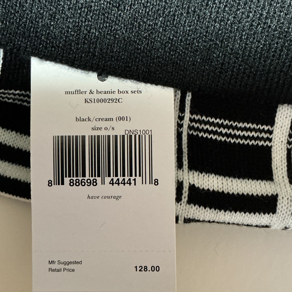 Kate Spade Black and White Beanie and Scarf Set - Picture 2 of 6